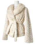 Faux fur coat with belt