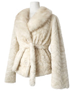 Faux fur coat with belt