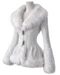 White faux fur coat