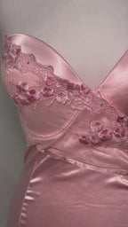 Japanese Rose Satin Embroidered Corset