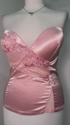 Japanese Rose Satin Embroidered Corset
